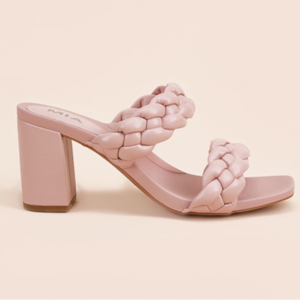 MIA Maine Braid Double Band Block Heel 3” Blush Pink Size 9